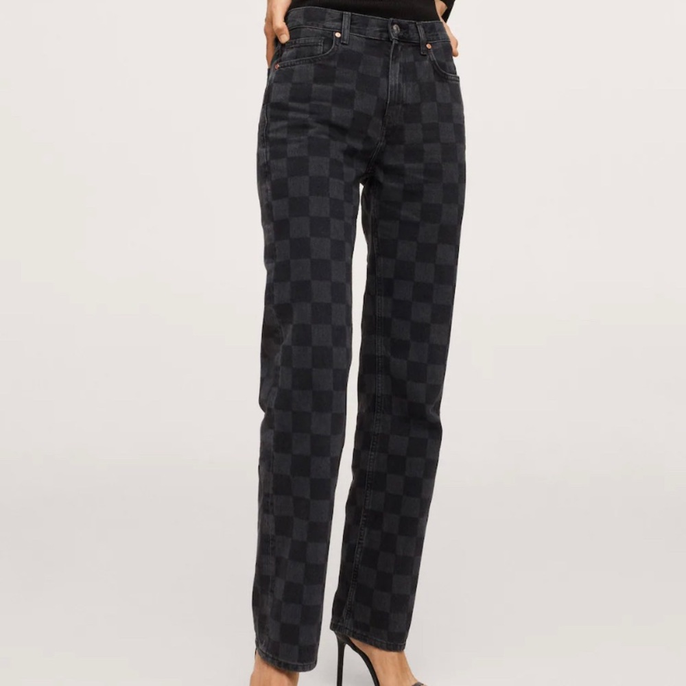 Mango Straight check jeans
